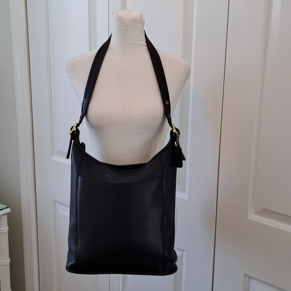 Coach Womens‎ Vintage 2000's Legacy Slim Duffle Sac Black Leather Tote 9060 Bag